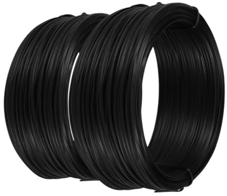 Veemoon 2 Pièces Fil de Liaison Polyvalent Fil de Tension Noir Revêtu de Vinyl pour Jardinage Bricolage de Mètres