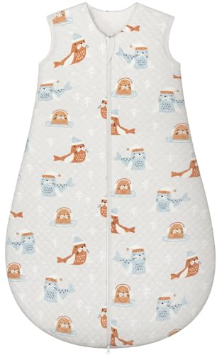 Yukkidds Baby Sleeping Bag 2.5 Tog 6-12 Months Newborn Sleeping Bag 100% Cotton Sleep Sack for Winter Warm and Comfortable Khaki Seal