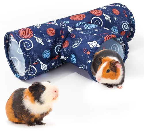 JarThenaAMCS Guinea Pig Tunnel 3 Way Washable Guinea Pig Hideout Foldable Rabbit Tunnel Blue Galaxy Small Animal Toy for Bunny Hamster Chinchilla Ferret Accessory