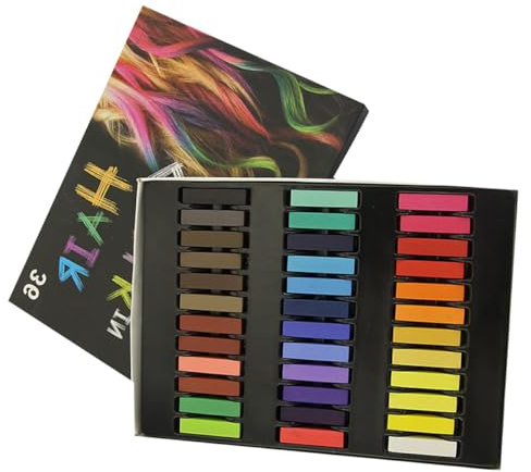 Homoyoyo 36Pcs Disposable Temporary Hair Chalk Pens Washable Hair Dye Crayons Colorful Chalk for One Time Coloring 36 Colors