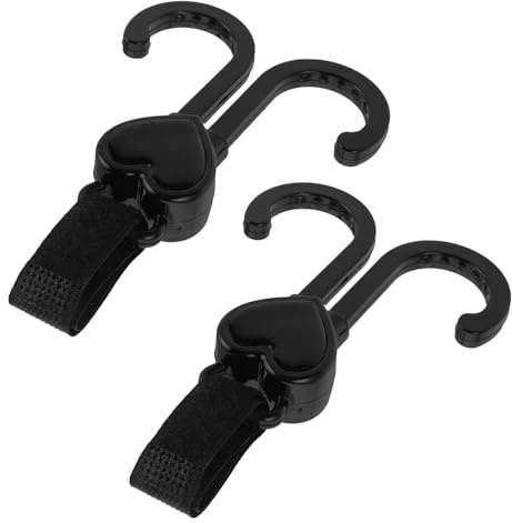 HOOTNEE 2 Piezas Gancho para Cochecito de Doble Enganche Clips Aplicables para Carrito de Niño, Andador y Cochecito, Sistema de Fijación Segura para Bolsos y Botellas, Adecuado