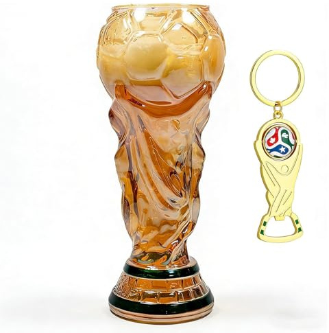 ZVD Copa Mundial Trophy, Vasos Cerveza para La Copa Mundial de FúTbol 2026, 450ml Jarra de Cerveza, Regalos para Hombres Aficionados Al FúTbol (oro)