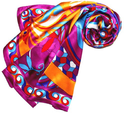 Lorenzo Cana dam sidenduk uppspänd tryck duk 100 % siden 90 cm x 90 cm harmoniska färger damduk omställning 89034