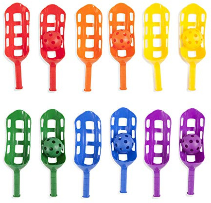 Champion Sports Scoop Ball Set, Plastic, Assorted Colors, 2 Scoops,1 Ball/set, 6/set