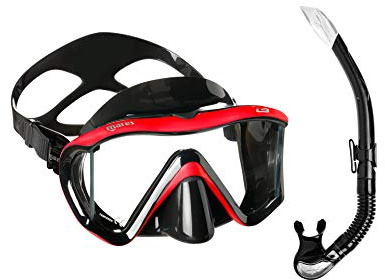 Mares i3 + Bay Schnorchelset (schwarz-rot)