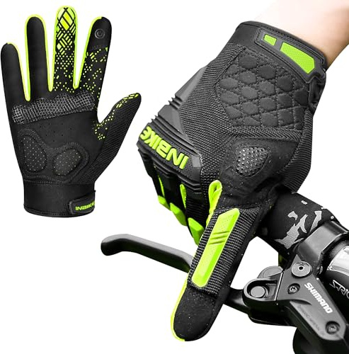 INBIKE MTB Handschuhe Herren Sommer Vollfinger Fahrradhandschuhe Lang Motocross Atmungsaktive Touchscreen rutschfest Radhandschuhe für Radfahren Moutainbike Rennrad Grün XXL