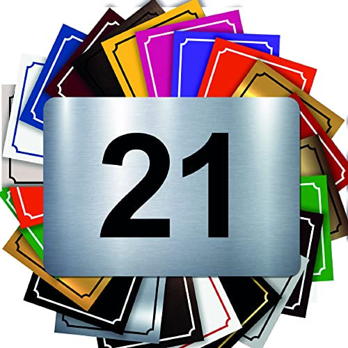 Letterbox Number – Adhesive PVC Engraved Plaque – Custom House/Mailbox Number Sign – LARGE 10 x 7 cm (Metallic Aluminium Grey)