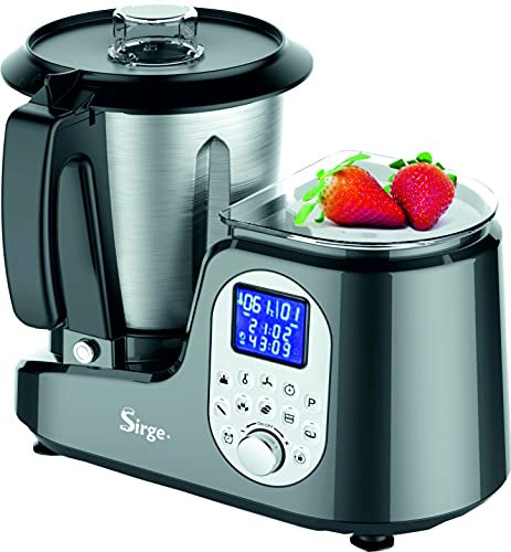Sirge Robot de cocina multifunción NCUSINE, Electrodoméstico Procesadora de 20 funciones, 12 velocidades, 120 °C, programable, (cubo de vapor, color negro)