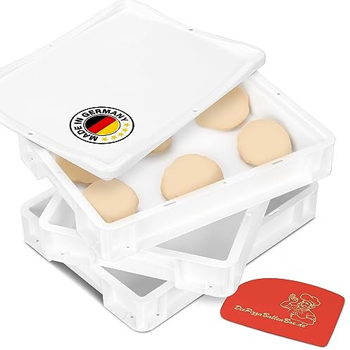 RoyalFay Boîte à boules à pizza Made in Germany qualité alimentaire 30x40x8 cm (3 boîtes et 1 couvercle) boîte blanche pour pâte à pizza