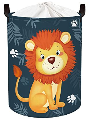 Clastyle Ceste Biancheria Animale Forestale Singolo per Bambini Cestino Portaoggetti Giocattoli Pieghevole per Ragazzi Ragazze (Leone, 36 * 45 cm)