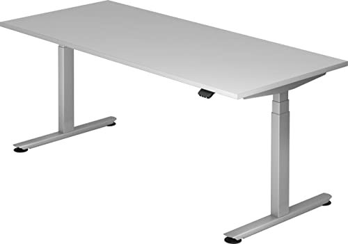bümö elektrisch höhenverstellbarer Schreibtisch 180x80 cm mit Memory, Bluetooth & App-Steuerung - Schreibtisch höhenverstellbar elektrisch, elektrischer Schreibtisch grau, Gaming Tisch