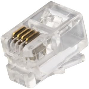 AЕRZETIX - C21517 - Lot de 20 connecteurs à sertir RJ9 4P4C à 4 pins pour combiné/câble téléphonique - fiche/prise modulaire - modem ADSL - couleur transparent