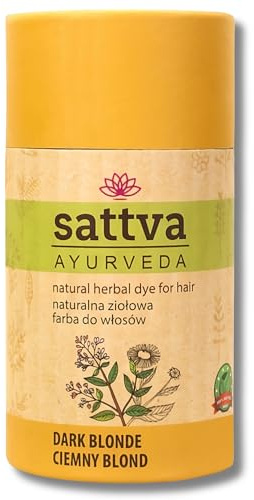 Sattva Ayurveda Tinte natural para el cabello - Tinte de henna para alérgicos - Tinte vegetal orgánico para color natural del cabello, volumen y brillo - Doble porción - ECOCERT (Rubio Oscuro, 150)