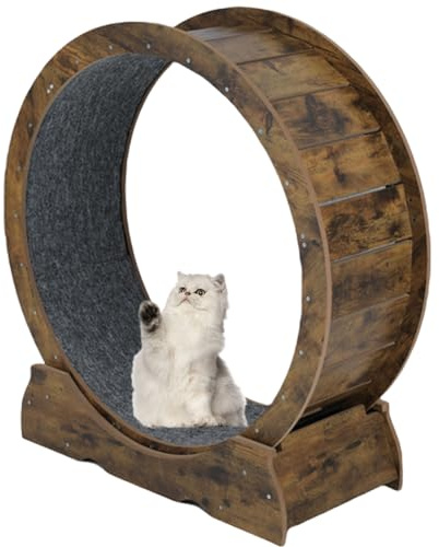 Laddawan Cat Exercise Wheel for Indoor Cats - Large Running Wheel for Small Animals With Locking Mechanism (35.4(90cm), Rusty Brown)