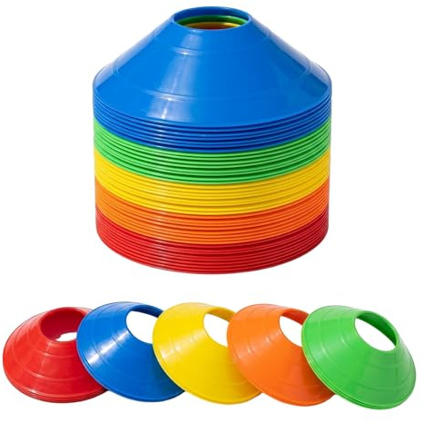 OHEETU 20 conos de disco de fútbol, marcadores de señal de entrenamiento de fútbol, juegos de entrenamiento de velocidad y agilidad para deportes al aire libre y sesiones de entrenamiento de fitness