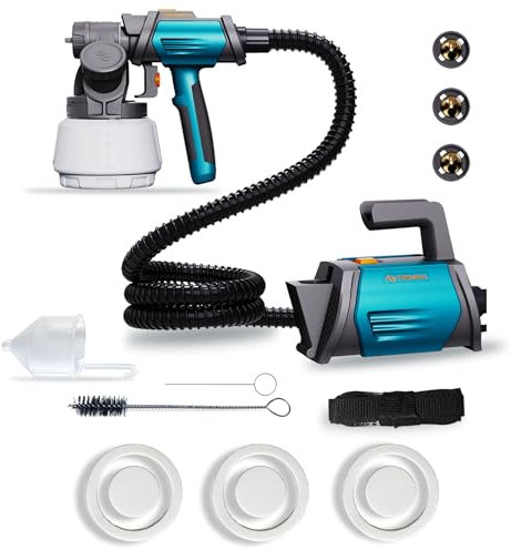 Tilswall Pulverizador de Pintura 800W HVLP con 1300 ml de Capacidad Extraíble, 4 Boquillas de Latón, 3 Modos, 120 DIN-s Pulverizador de Pintura para Pintar Armarios, Paredes,Vallas