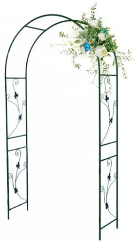 Arco de Rosas Verde Oscuro Arco de Jardín Hierro Arco de Boda para Plantas Trepadoras,Rosales Sturdy Esthetique Resistente a la Intemperie 214x110cm