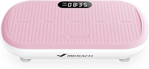 MERACH Powerful Vibration Plate Exercise Machine for Weight Loss and Shaping, 13 mm Large Amplitude, 200 kg Weight Capacity, Silicone Pedal, Built-in Bluetooth Speaker (Pink)