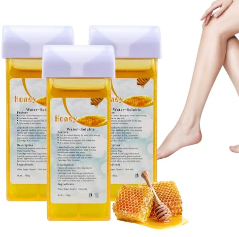 Sugeru 3 Stück Wachspatronen Set, Roll-On Wax Wachspatronen für Empfindliche Haut, Warmwachspatronen Waxing Set für die Haarentfernung im Achseln Beine Rücken Arme & Brust, 150g X 3