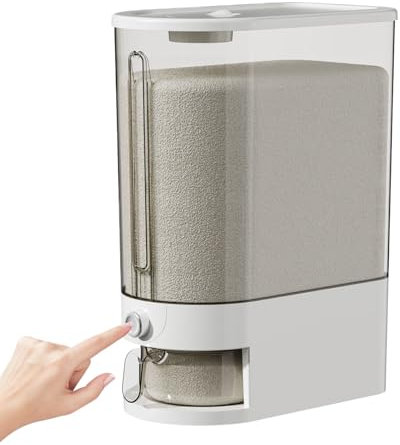 demaxiyad Distributeur de riz, conteneur de stockage de riz de 10 kg avec distributeur à presse, boîte de rangement hermétique pour aliments secs, boîte transparente, pour riz, farine, grains de café