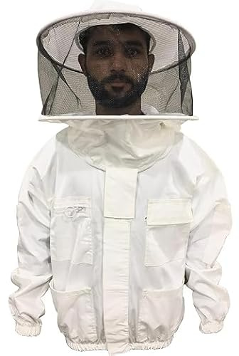 Rewon Gear Imkerjacke Baumwolle mit runden Hut und Schleier, Imkerkostüm für Herren Damen, Imkerschutzkleidung für professionelle Imker