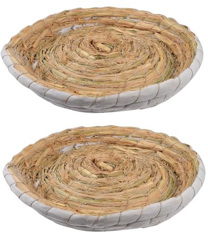 VERDANVERSE Nido per Uccelli Intrecciato 2 unità in Paglia e Foglie di 26X26X6,5 CM Resistente e Rustico Come Regalo di Compleanno per Piccioni e Uccelli