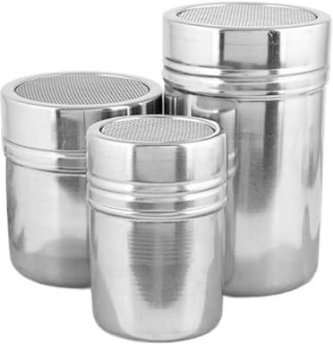 Espolvoreador De Azúcar Glas | Dispensador De Azúcar Y Canela Para Repostería | 3 Piezas De Acero Inoxidable Para Cocina Restaurantes Panaderías Food Trucks Picnic