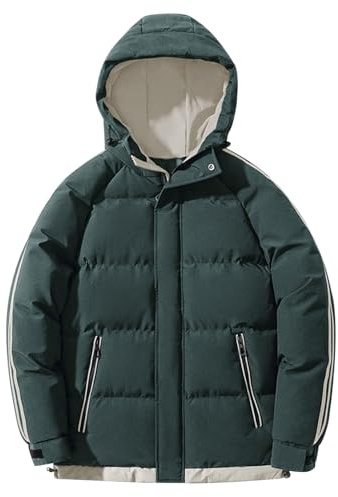 Genérico Anorak Hombre Impermeable, Chaquetas Invierno para Hombre, Talla Grande con Bolsillos Manga Larga con Capucha Chaquetas Plumas Color Sólido Casual Cómodo Abrigo Adecuado para Uso Diario