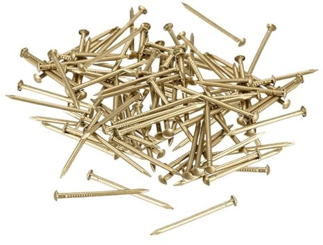 100 pezzi 1,2x20 mm in ottone, piccoli chiodi a testa tonda for cerniere di mobili fai da te, tamburi, scatole gioielli in legno