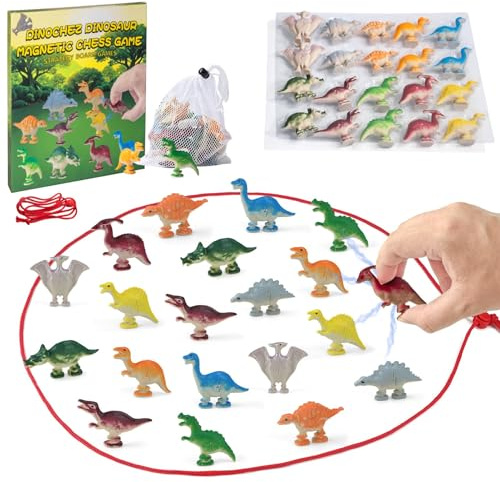 Juego de magnético de Dinosaurio, Divertido Juguete de magnético con 20 Piedras de Dinosaurio, Juegos de Mesa de Estrategia Familiar para Exteriores, Interiores, Aula, Escuela, Fiesta