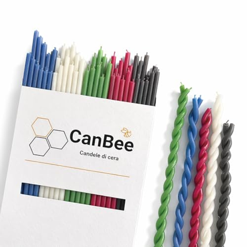 50 Candele Sottili in Cera d’Api Naturale – Multicolore – 18 cm x 0,6 cm – Combustione Lunga circa 60 Minuti – Senza Fumo – Meditazione, Yoga, Rituali e Decorazioni – CanBee