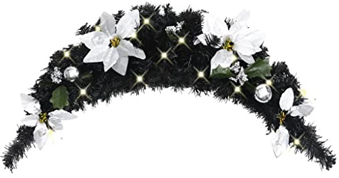 Genérico Arco de Navidad con Luces LED Negro 90 cm PVC, Luces de Navidad Negro y Plateado,320981