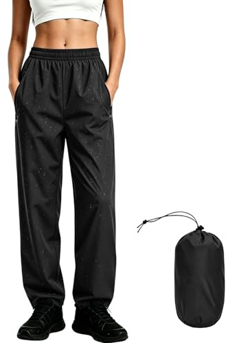 AMhomely Waterproof Trousers Women - Outdoor Hiking Pants Packable Lightweight,Plus Size Quick Dry Walking Rain Trousers with Zip Pocket,UPF 50+ Cargo Joggers for Work Golf Gym