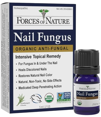 Forces of Nature Toenail Nail Fungus Treatment, Organic Antifungal Restores Appearance of Toenails and Fingernails, Homeopathic Medicine for Cracked, Dry, Damaged & Discolored Nails, 0.17 FL OZ