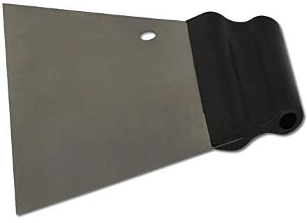 DEWEPRO® Spatule à colle lisse - Spatule trapézoïdale lisse, sans denture - Lame en acier inoxydable et poignée en plastique pratique - Largeur : 180 mm
