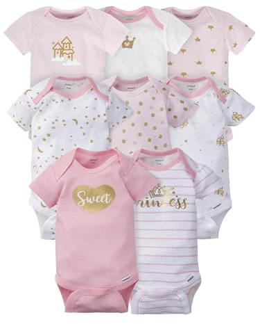 Gerber Baby - Confezione da 8 tutine a maniche corte, Castello, 3-6 mesi