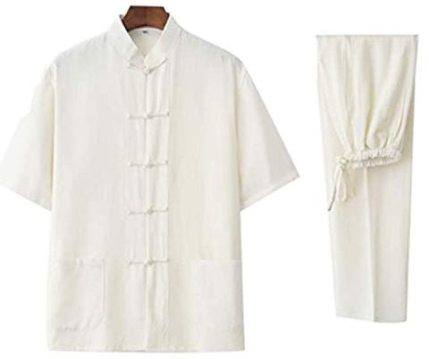 Tai Chi Uniforme Lin - Arts Martiaux Ensembles Chinois Traditionnel Hommes Femmes Vêtements Shaolin Kung Fu Wing Chun Taekwondo Coton Vêtements D'entraînement,White-XXL