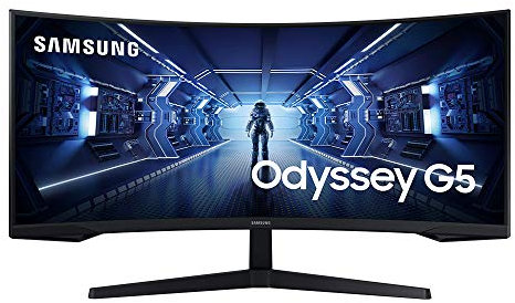 Samsung 34-Inch Odyssey G5 Ultra-Wide Gaming Monitor with 1000R Curved Screen, 165Hz, 1ms, FreeSync Premium, WQHD (LC34G55TWWNXZA, 2020 Model), Black