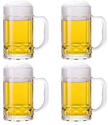 TUSAPAM 4 Pack Heavy Beer Mugs, Large Beer Glasses with Handle, 14 Ounce Glass Steins, Classic Beer Mug glasses Set