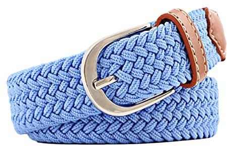 Jungerhouse Ceintures Femme Homme Elastiques Belt Tressées Extensible Boucle en Métal Réglable pour Jeans Pantalons (Bleu Ciel,Taille unique)