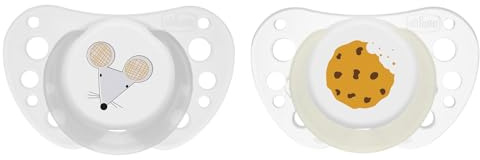 Chicco PhysioForma Succhietto Air Grigio Lumi, Ciuccio 16-36 Mesi, Si Illumina Al Buio, Tettarella in Silicone, Anatomico E Funzionale, Supporta la Respirazione Fisiologica, Grigio, 2 Pezzi