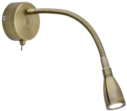 Long Life Lamp Company LED Indoor Reading Wall Light 2W 6000K Antique Brass Wall Mounted Bedside Lights H3143