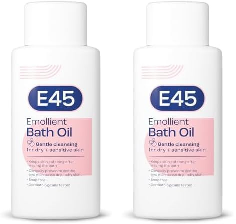 E45 Bath Oil 500 ml – E45 Bath Oil Emollient to Moisturise & Hydrate Dry Skin – Gently Cleanses for Soft Skin – Soap Free & Perfume Free Emollient Bath & Shower Oil Body Wash - Dermatologically Tested