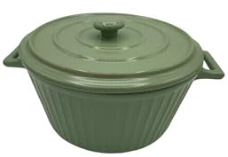 Mini cocotte rayée verte avec couvercle 17,5 x 9,5 cm Haute Température Four Pour Petits Plats