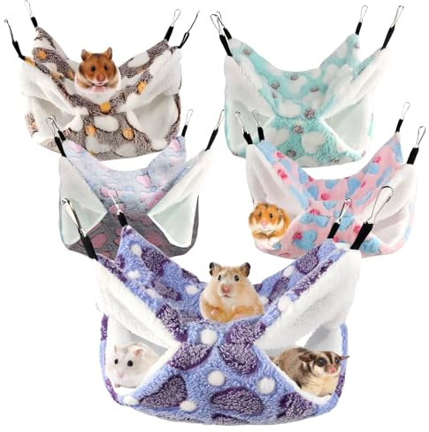 BORDEAG 5 Stück Meerschweinchen Hängematte, Hamster Hängematte, Hängematte Für Kleintiere, Hängematte Meerschweinchen, Meerschweinchen Bett,Geeignet Für Hamster, Meerschweinchen, Kleine Haustiere