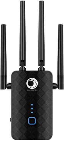 Ripetitore WiFi Dual Band 2.4GHz e 5GHz, Amplificatore Segnale WiFi, Tecnologia Mesh, Punto di Accesso Ethernet, Alta Potenza per Lungo Raggio, Installazione Facile WPS (Nero, 2.4 GHz)