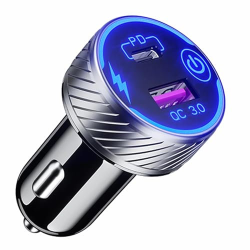 L50CS Répartiteur allume-cigare de voiture 12 V/24 V avec USB-C PD 30 W Power Delivery & charge rapide QC3.0, 1 port USB & 1 port USB-C, avec interrupteur