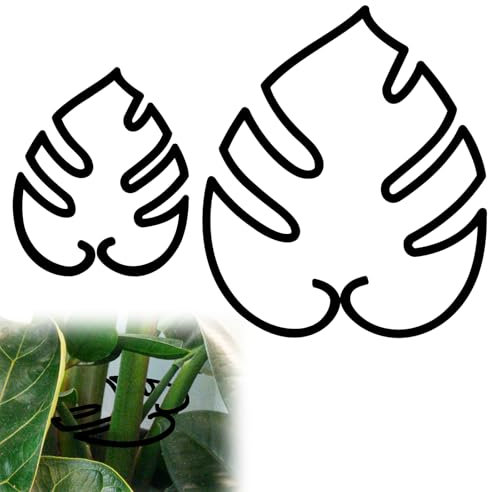 2pcs Support pour Plantes en Forme de Monstera, 2 Tailles Support Esthétique pour Plantes à Feuilles Support pour Tiges de Plantes pour Maintenir Les Plantes en Croissance Verticale (Noir)