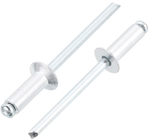 uxcell 100Pcs 3/16 x1/2 Aluminum Blind Rivets, Aluminum Grip and Steel Mandrel, Countersunk Head Long Split Rivets for Metal, Furniture, Automotive, Silver