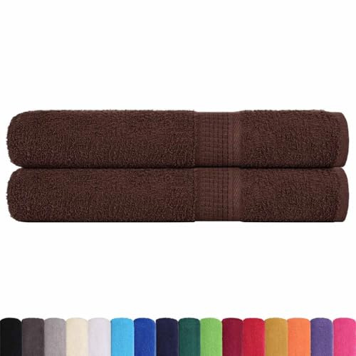 vidaXL Serviettes 2 pcs Marron 100x200 cm 360 g/m² 100% Coton, Serviette de Plage, Serviette d'invité, Grande Serviette de Plage, Serviette de Bain